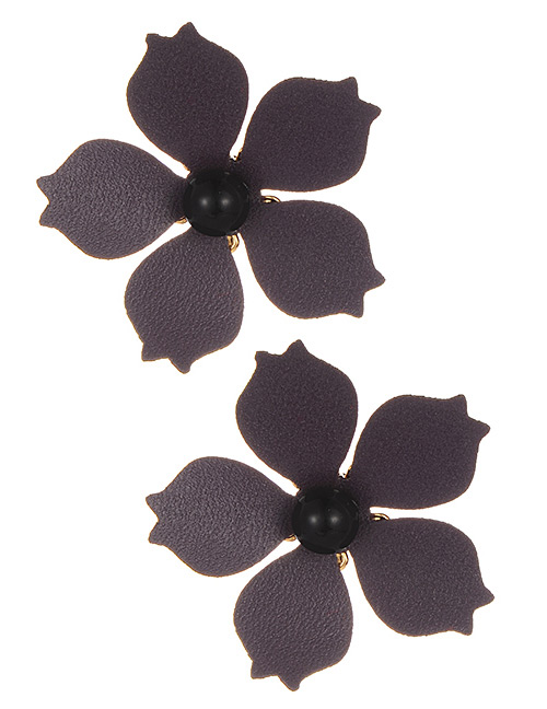 Fashion Dark Gray Flower Shape Decorated Earrings