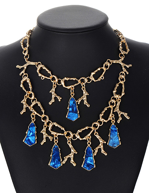 Fashion Blue Geometry Shape Decorated Necklace