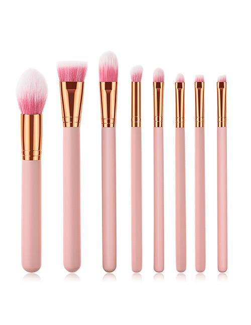 Fashion Pink Round Shape Decorated Makeup Brush (8 Pcs )