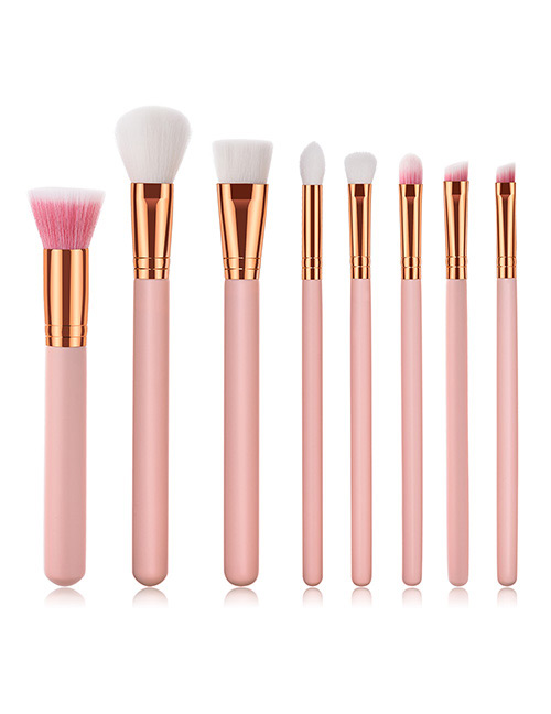 Fashion Pink Color Matching Decorated Makeup Brush (8 Psc )