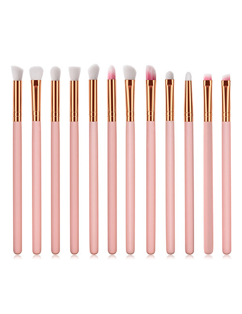 Fashion Pink Pure Color Decorated Makeup Brush (12 Pcs )