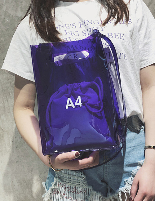Fashion Purple Letter Pattern Decorated Handbag (2 Pcs)