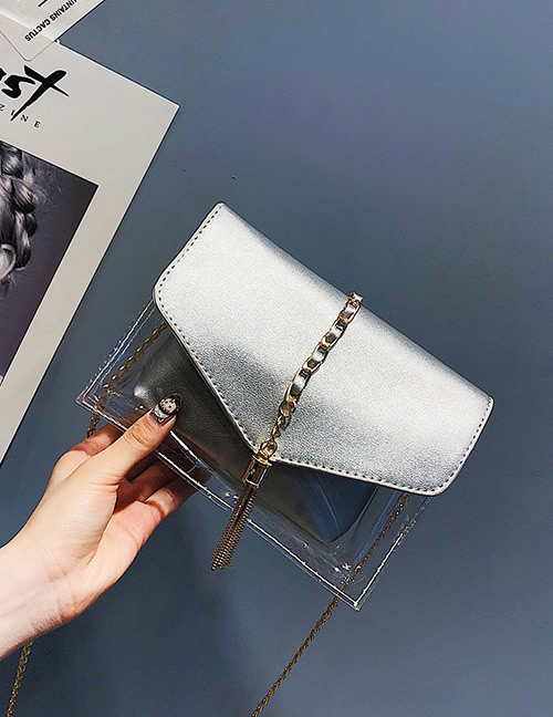 Fashion Silver Color Square Shape Decorated Shoulder Bag (2 Pcs )