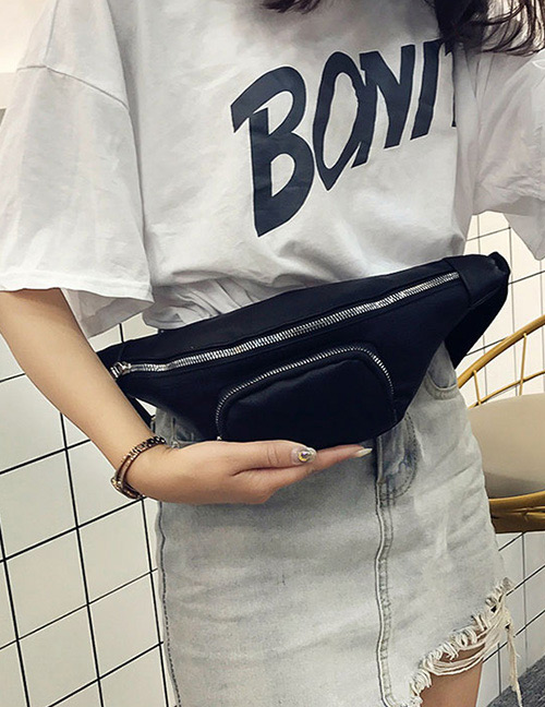 Fashion Black Zipper Decorated Bag