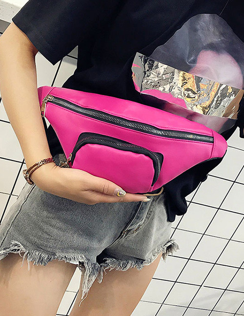 Fashion Pink Zipper Decorated Bag