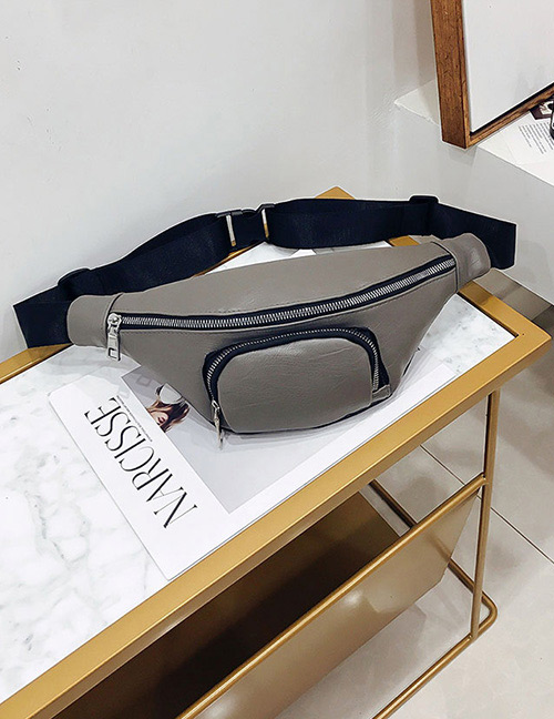 Fashion Gray Zipper Decorated Bag