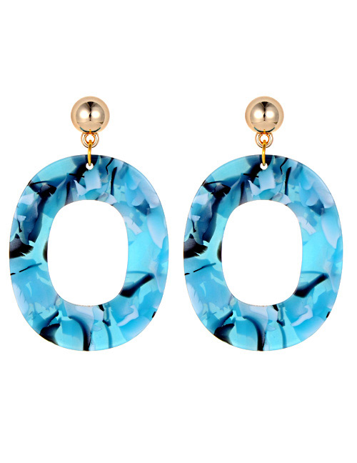 Fashion Blue Round Shape Decorated Earrings