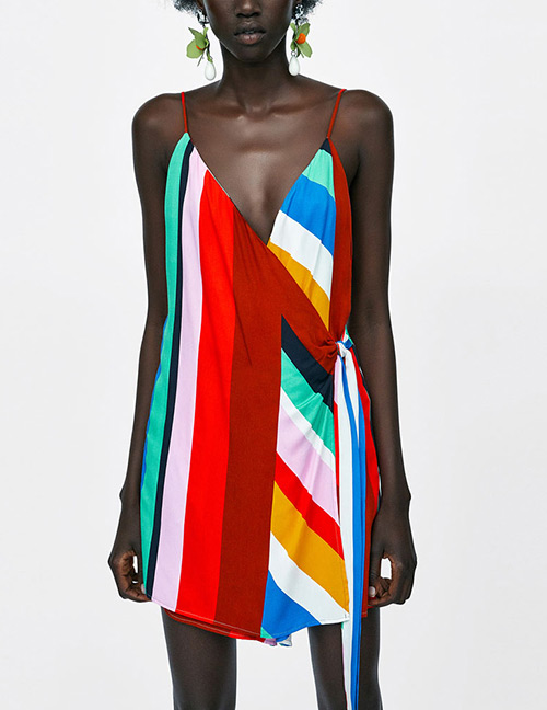 Fashion Multi-color Stripe Pattern Decorated Jumpsuit