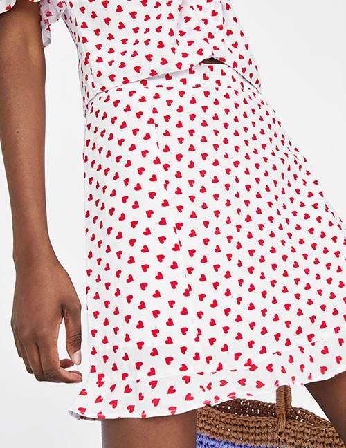 Fashion White+red Heart Pattern Decorated Dress