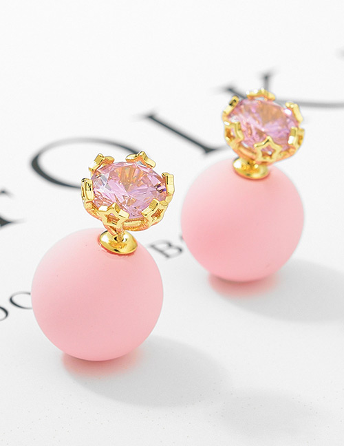 Fashion Pink+gold Color Diamond Decorated Earrings