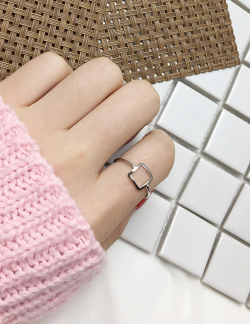 Fashion Silver Color Square Shape Decorated Ring