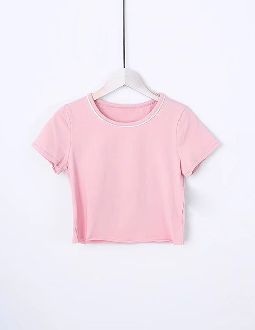 Fashion Pink Pure Color Decorated Shirt