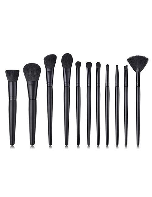 Trendy Black Pure Color Design Cosmetic Brush(11pcs)