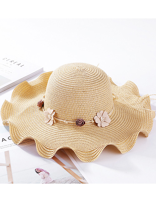 Fashion Beige Wave Shape Design Foldable Sunscreen Hat