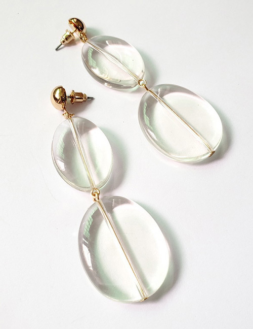 Vintage Transparent Oval Shape Decorated Earrings