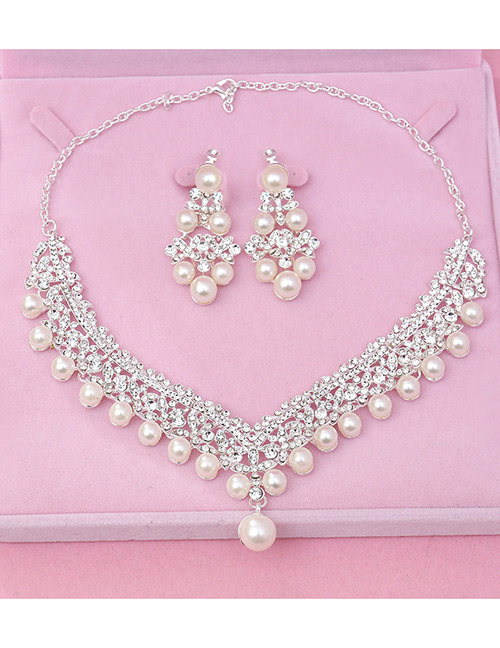 Fashion Silver Color+white Pearl Decorated Jewelry Set (3 Pcs )