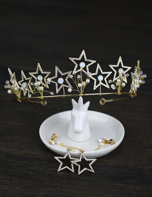 Fashion Gold Color Star Shape Decorated Hair Accessories(with Earrings)