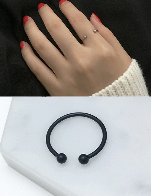 Fashion Black Round Shape Decorated Ring