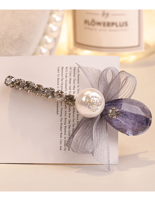 Sweet Gray+purple Pearls&bowknot Decorated Hair Clip