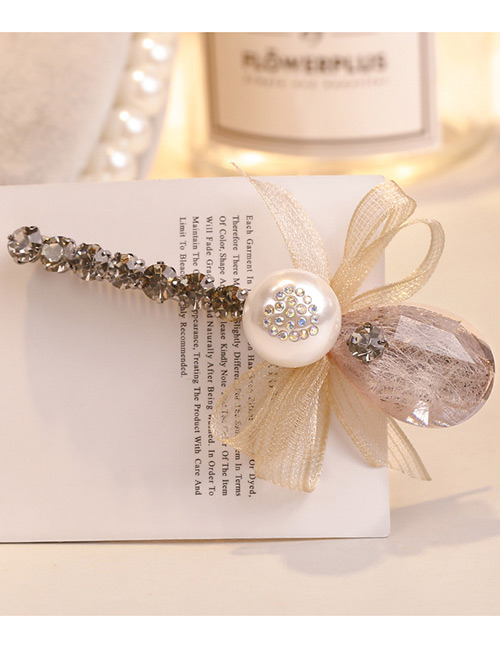 Sweet Apricot Pearls&bowknot Decorated Hair Clip