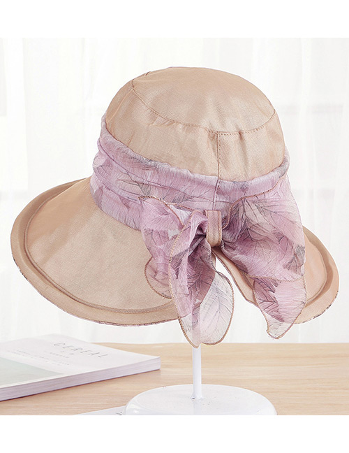 Fashion Khaki Bowknot Decorated Foldable Anti-ultraviolet Hat