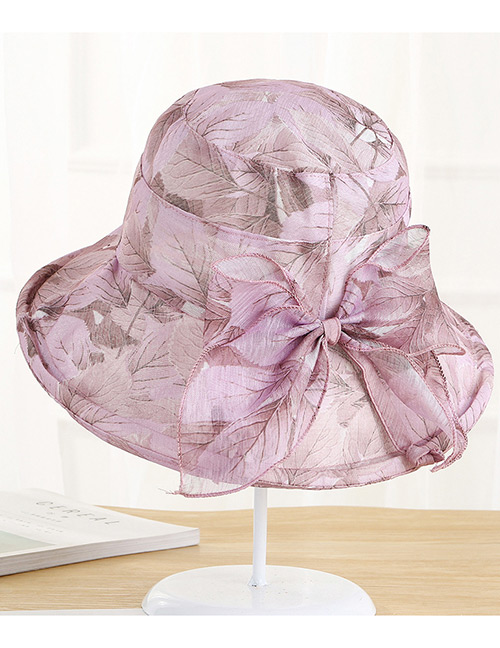 Fashion Pink Leaf Pattern Design Foldable Sunscreen Hat