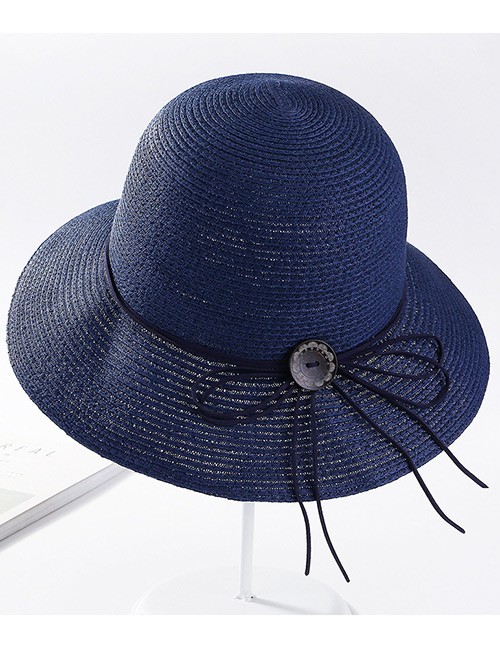Fashion Navy Pure Color Design Sunscreen Hat