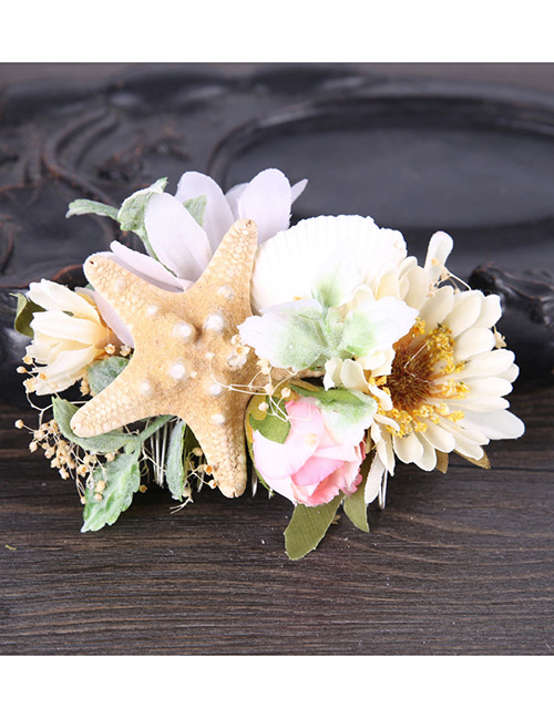 Elegant Multi-color Starfish&flowers Decorated Hair Comb