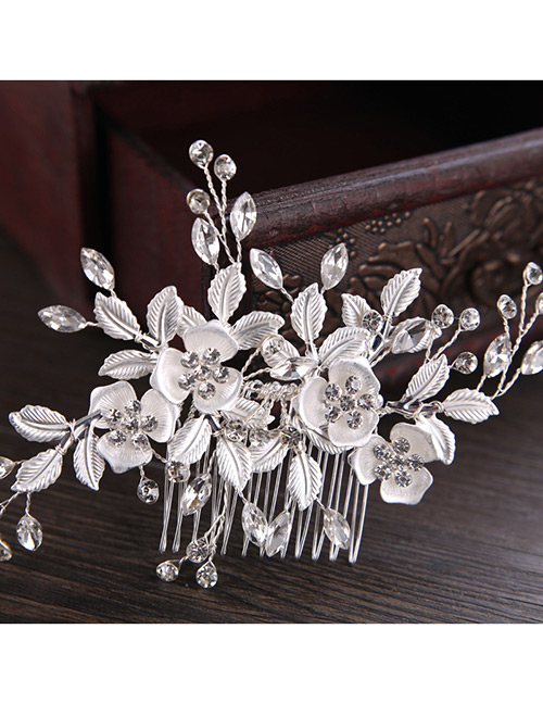 Elegant Silver Color Leaf&flowers Decorated Hair Comb