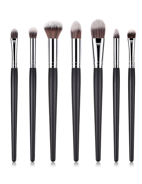 Fashion Black+gray Flame Shape Design Cosmetic Brush(7pcs)