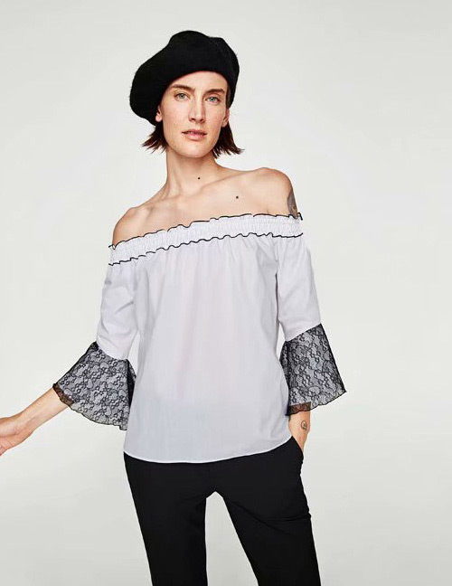 Fashion White Off-the-shoulder Design Blouse