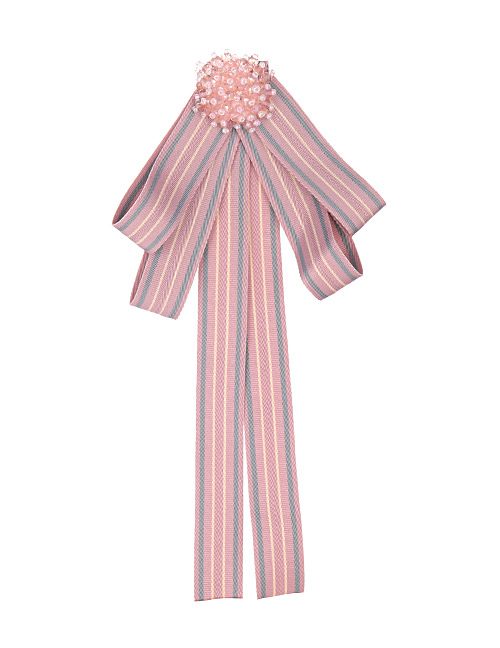Fashion Pink Stripe Pattern Decorated Bowknot Brooch