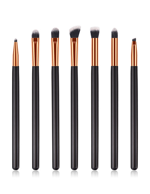 Fashion Black Flat Shape Decorated Makeup Brush(7 Pcs)