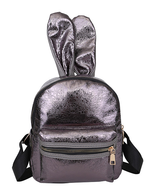 Fashion Gray Rabbit Ear Shape Decorated Backpack