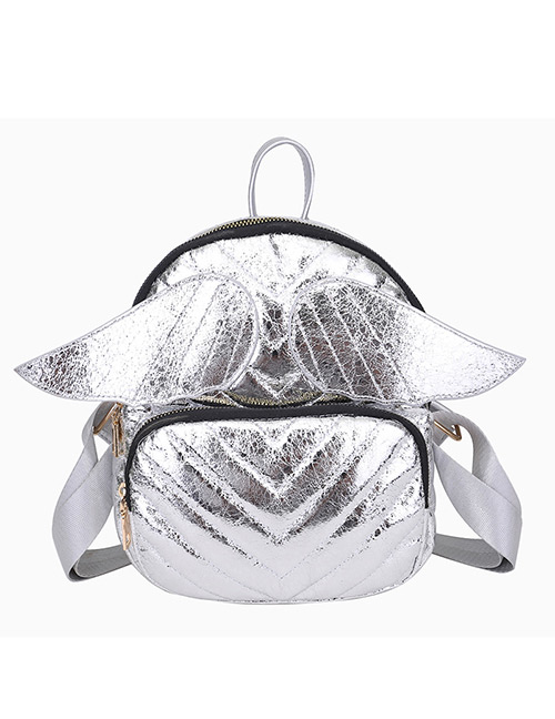 Fashion Silver Color Moustache Shape Decorated Backpack