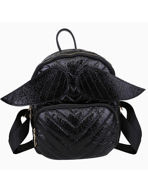 Fashion Black Moustache Shape Decorated Backpack