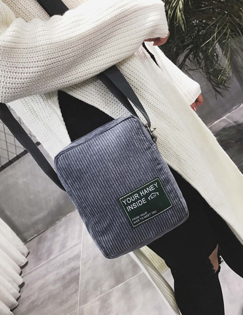 Fashion Gray Letter Pattern Decorated Shoulder Bag