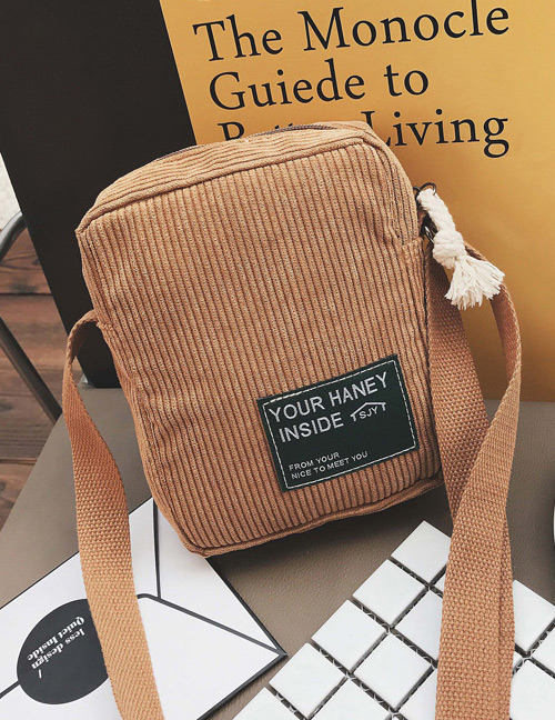 Fashion Light Brown Letter Pattern Decorated Shoulder Bag