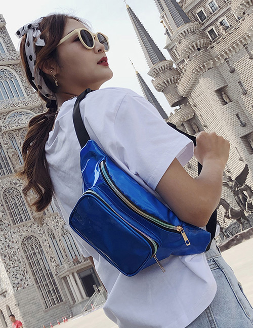Fashion Blue Zipper Decorated Bag