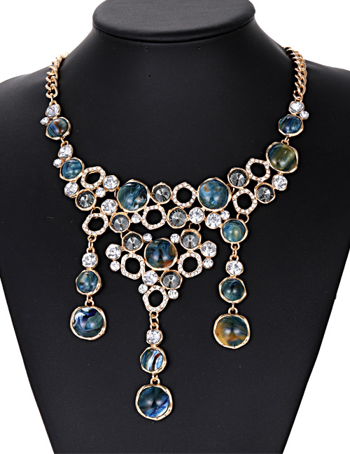 Fashion Green Full Diamond Decorated Necklace
