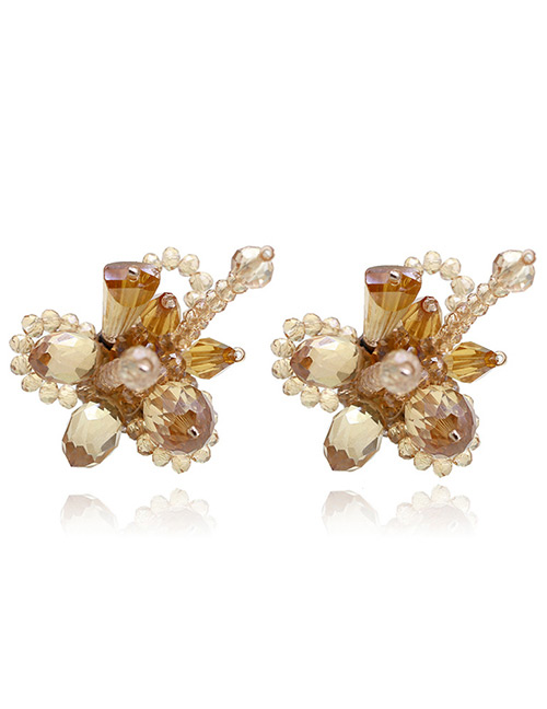 Fashion Champagne Flower Shape Decorated Earrings