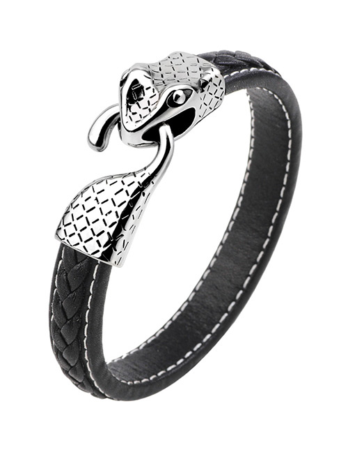 Fashion Silver Color+black Snake Shape Decorated Bracelet