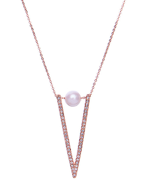 Simple Rose Gold Pearl Decorated Necklace