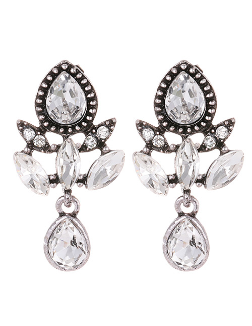 Fashion White Water Drop Shape Decorated Earrings