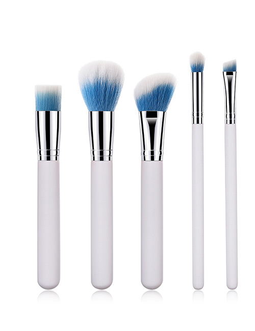 Fashion Silver Color+blue Oblique Shape Decorated Makeup Brush (5 Pcs )