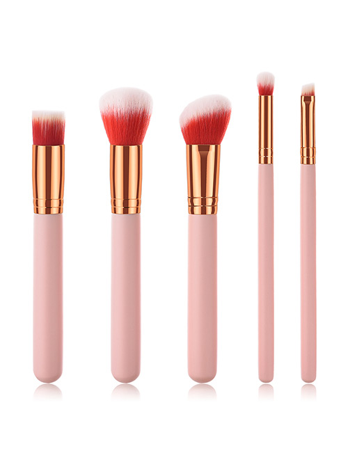 Fashion Pink+orange Round Shape Decorated Makeup Brush (5 Pcs )