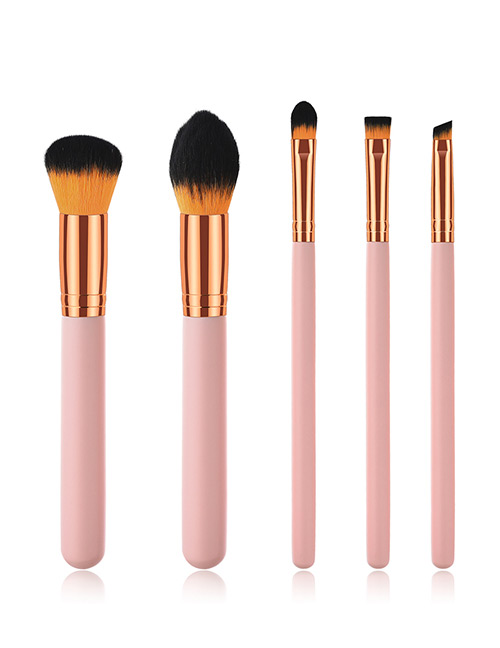 Fashion Pink+gold Color Round Shape Decorated Makeup Brush (5 Pcs )