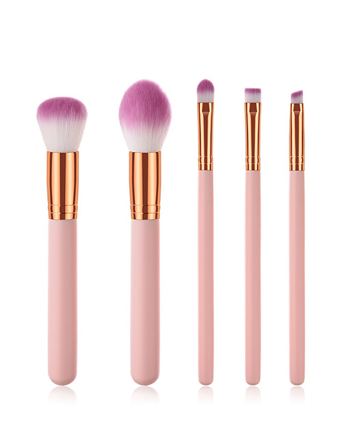 Fashion Pink Round Shape Decorated Makeup Brush (5 Pcs )
