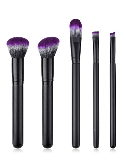 Fashion Black+gray Oblique Shape Decorated Makeup Brush (5 Pcs )
