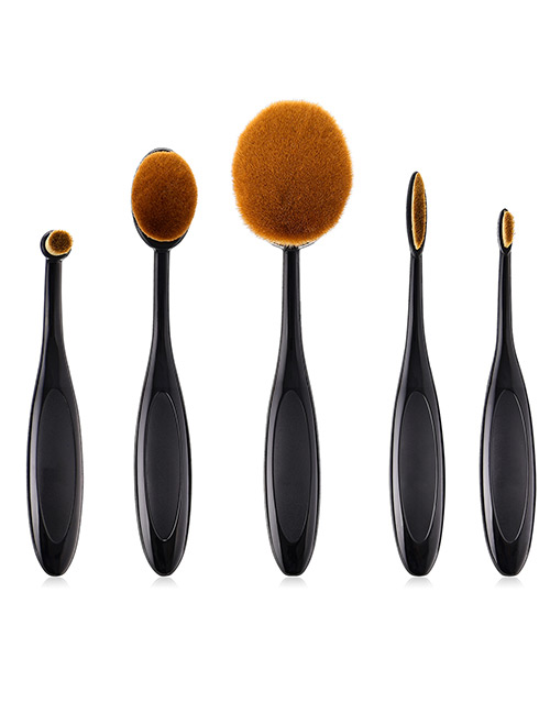 Fashion Black Oval Shape Design Cosmetic Brush(5pcs)